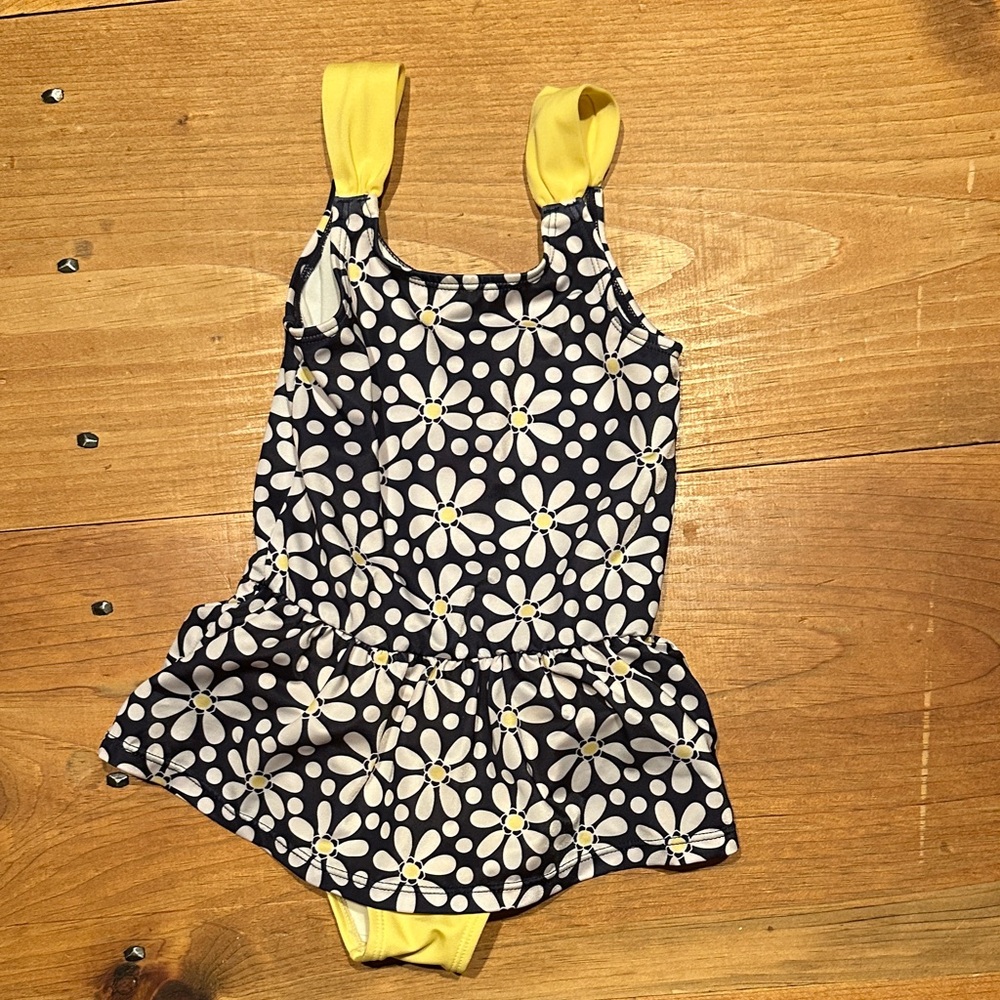 Gymboree Floral Kids Swim One Piece in Navy and Yellow